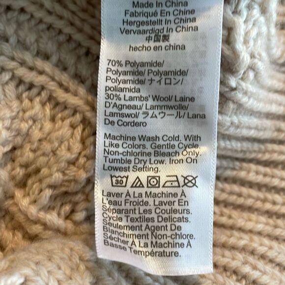 J. Crew Lambswool Blend Cable Knit Cardigan Sweater Tan XXL - Picture 6 of 9